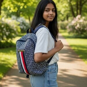 Navy Blue Patterned Women's Backpack